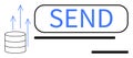 Data Transmission Concept with Send Button and Arrows Indicating Outgoing Data Royalty Free Stock Photo