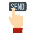 Send button and hand icon