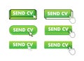 Send CV Button with pointer clicking. Send CV web buttons set. User interface element in flat style. Vector stock Royalty Free Stock Photo