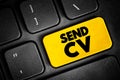 Send CV text button on keyboard, concept background Royalty Free Stock Photo