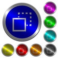 Send element to back luminous coin-like round color buttons