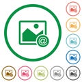 Send image as email flat icons with outlines Royalty Free Stock Photo