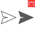 Send line and glyph icon, ui and button, paper plane sign vector graphics, editable stroke linear icon, eps 10.