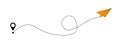 Send line web symbol of air plane flight route with start point and dash line trace isolated on white background