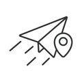 Send location, icon in line design. Send, location, pin, map, marker, navigation, share on white background vector. Send