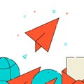 Send message, paper plane filled line icon, simple vector illustration