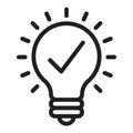 Light bulb and tick icon vector