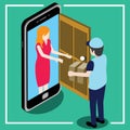 Send parcel front the door that looks like a smart phone