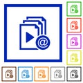 Send playlist via email flat framed icons