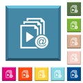 Send playlist via email white icons on edged square buttons