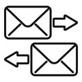 Send receive mail icon outline vector. Call contact