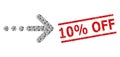 Send Right Recursion Composition of Send Right Icons and Textured 10 percent Off Seal Stamp
