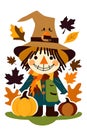 Scarecrow Clipart - Happy Fall Greetings Royalty Free Stock Photo