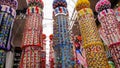 Sendai Tanabata Matsuri festival, elaborate elegant colorful paper and bamboo decorations