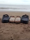 Sandals on the beach Royalty Free Stock Photo