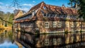 Senden, Coesfeld, Munsterland December 2017 - Watercastle Wasserschloss Schloss Senden during sunny day in Winter Royalty Free Stock Photo