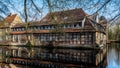 Senden, Coesfeld, Munsterland December 2017 - Watercastle Wasserschloss Schloss Senden during sunny day in Winter Royalty Free Stock Photo