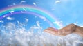 Sending beautiful rainbow healing energy out Royalty Free Stock Photo