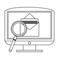 Sending email from pc black and white Royalty Free Stock Photo