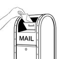 Sending letter to mail box coloring book vector