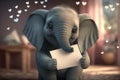 Sending Love: Cute Little Elephant with Valentine\'s Day Letter Royalty Free Stock Photo