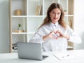 sending love office woman inspired work pretty Royalty Free Stock Photo