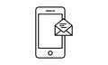 Sending message line and glyph icon. Smartphone and envelope vector illustration isolated on white. Receive message