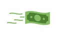 Sending money clipart vector design illustration. Green money banknote dollar bill flat icon cartoon Royalty Free Stock Photo