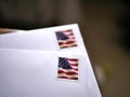 American Flag Stamps on Mail Envelopes