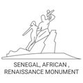 Senegal, African , Renaissance Monument travel landmark vector illustration Royalty Free Stock Photo