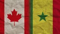 Senegal and Canada Flags Together, Crumpled Paper Effect 3D Illustration