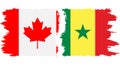 Senegal and Canada grunge flags connection vector