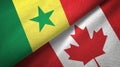 Senegal and Canada two flags textile cloth, fabric texture