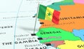 Senegal, Dakar - national flag pinned on political map