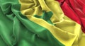 Senegal Flag Ruffled Beautifully Waving Macro Close-Up Shot