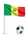 Senegal flag with soccer ball isolated on white background Royalty Free Stock Photo
