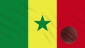 Senegal flag wavers and basketball rotates, loop