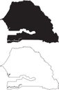 Senegal Map. Black silhouette country map isolated on white background. Black outline on white background. Vector based