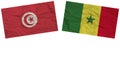 Senegal and Tunisia Flags Together Paper Texture Illustration