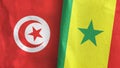 Senegal and Tunisia two flags textile cloth 3D rendering