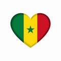 Senegalese flag heart-shaped sign. Vector illustration.