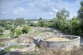 Quiet Chinese cemetery by the hill slope. Royalty Free Stock Photo