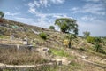 Quiet Chinese cemetery by the hill slope. Royalty Free Stock Photo