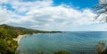 Senggigi beach panoramal landscape by drone in Lombok, Indonesia