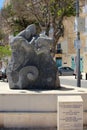 Senglea, Malta, August 2016. Monument to fishermen and their families on the waterfront.