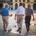 senion men playing petanque, AI generated