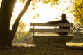 Senior Adult Male Sits Thoughtfully On Park Bench