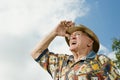 Senior adult man gazing into the distance Royalty Free Stock Photo