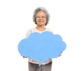 Senior Adult Woman Holding Speech Bubble Royalty Free Stock Photo