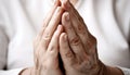 Senior adult women meditating, praying, holding hands, expressing love and spirituality generated by AI